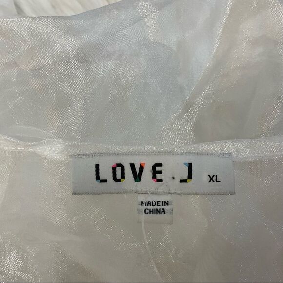NEW Love J white organza sheer faux wrap peplum top blouse XL - Picture 9 of 13
